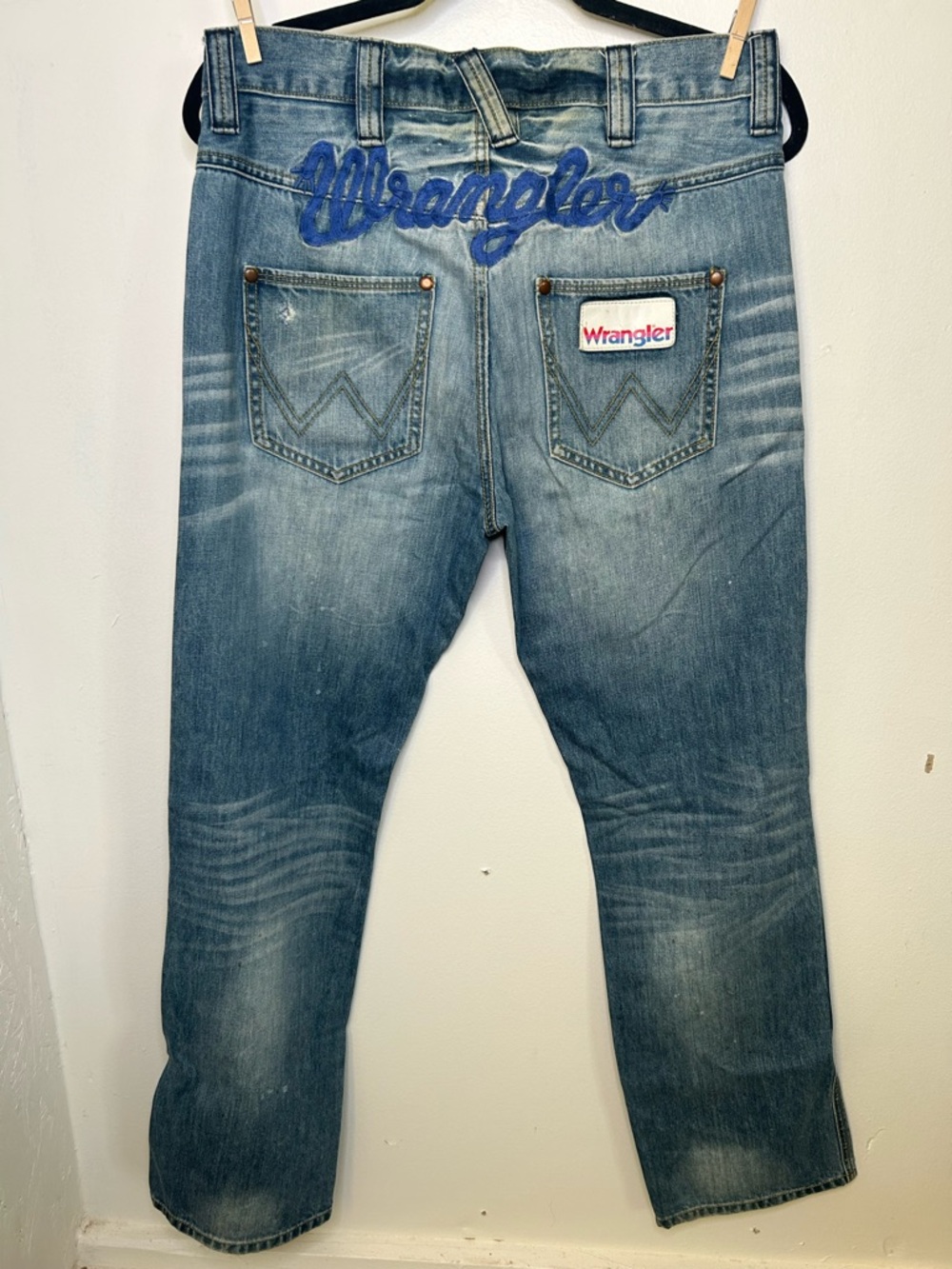 Wrangler Light Blue Embroidered Back Logo Relaxed Jeans